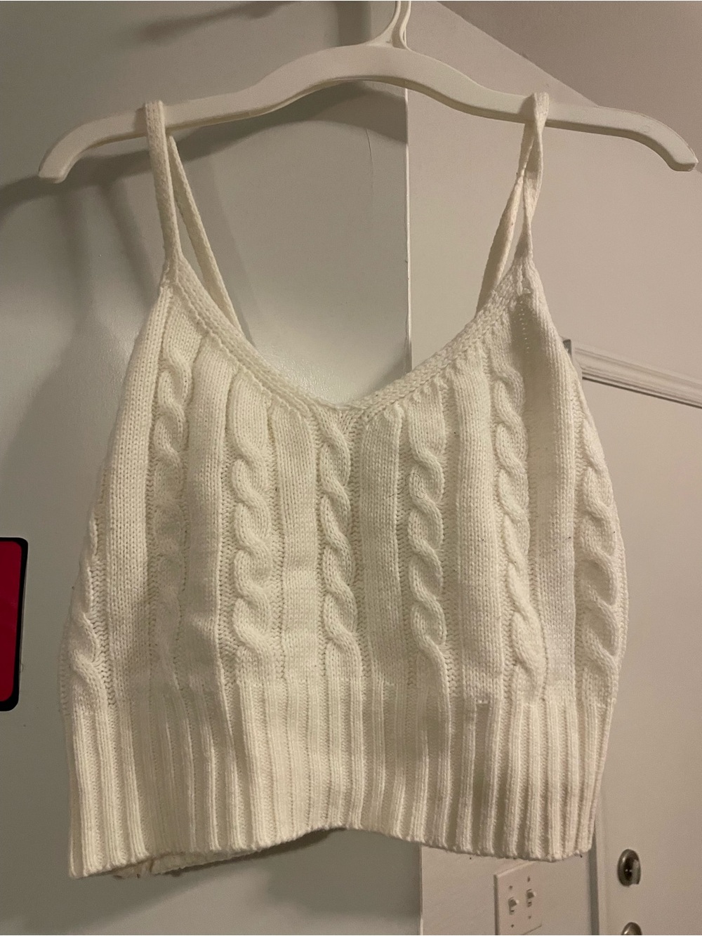 SHEIN White Cable Knit Sweater Tank Top Size Large